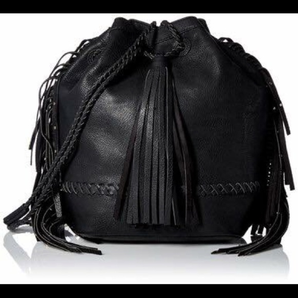 Black leather backpack purse